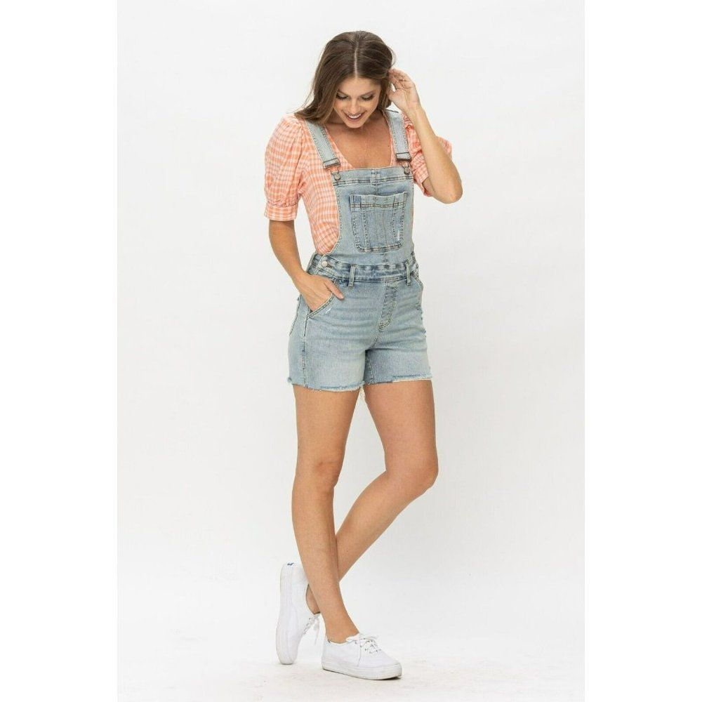 Judy Blue The Daisy Distressed Denim Overall Shorts S-XL New 15210 - Picture 8 of 13